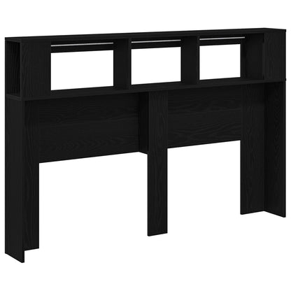 Led Hoofdbord Zwart Eiken 160X18,5X45 Cm Bewerkt Hout