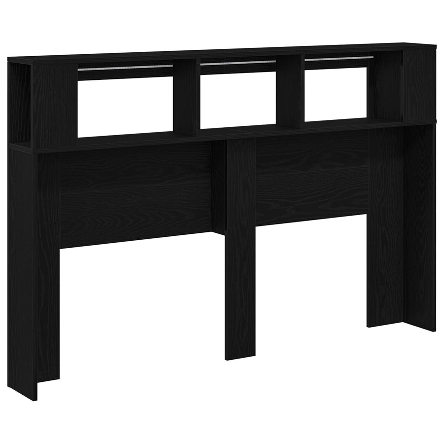 Led Hoofdbord Zwart Eiken 160X18,5X45 Cm Bewerkt Hout