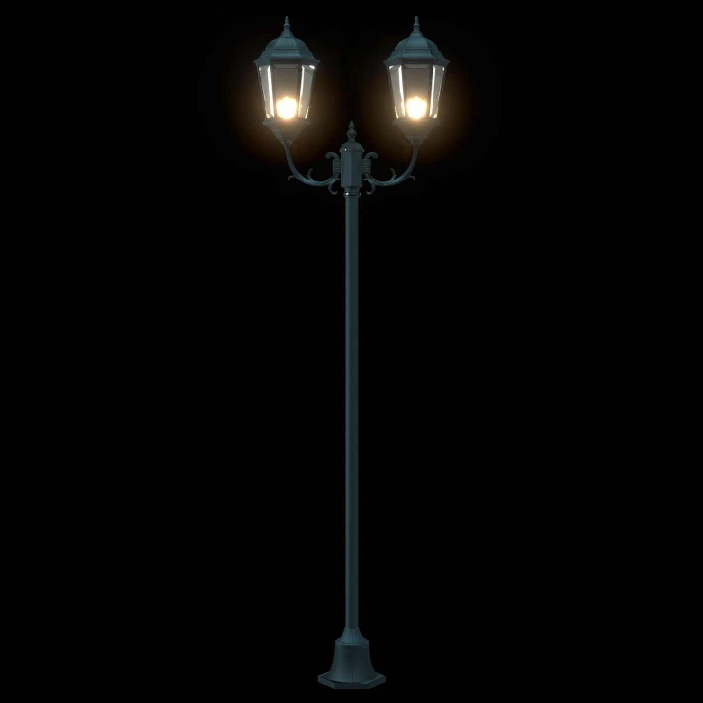 Tuinlampenpost 2-Lamp E27 Groen 220 Cm Aluminium Donkergroen