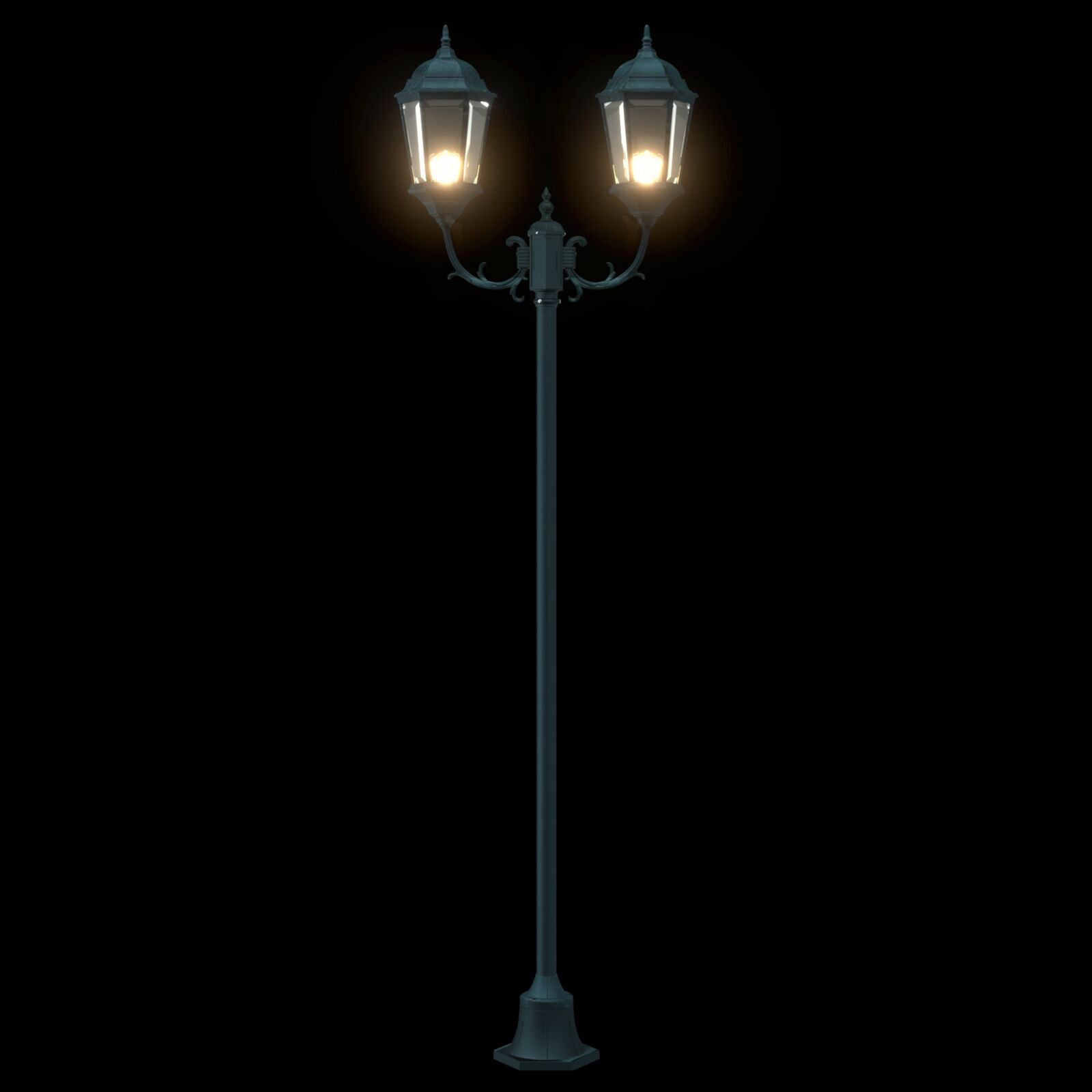 Tuinlampenpost 2-Lamp E27 Groen 220 Cm Aluminium Donkergroen