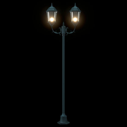 Tuinlampenpost 2-Lamp E27 Groen 220 Cm Aluminium Donkergroen