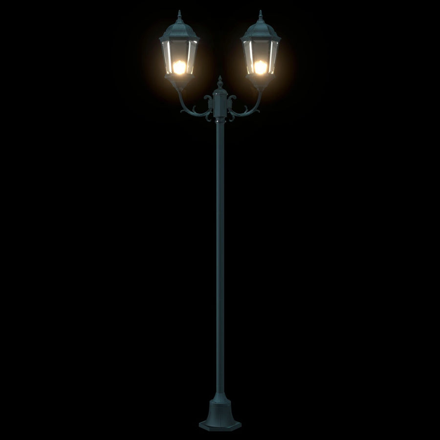 Tuinlampenpost 2-Lamp E27 Groen 220 Cm Aluminium Donkergroen
