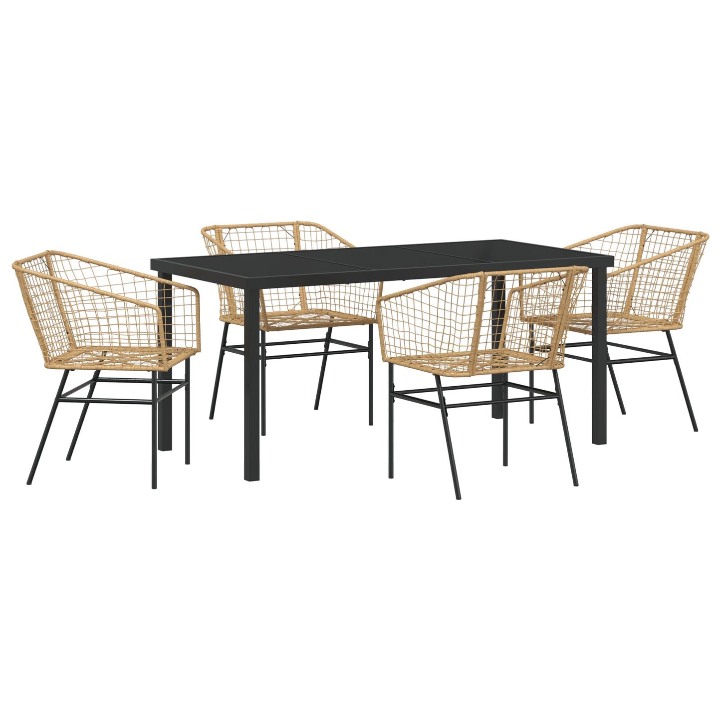 5-Delige Tuin Eetset Bruin Poly Rattan
