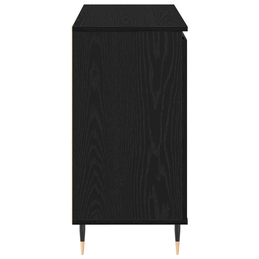 Dressoir Met Deuren & Lades Zwart Eiken 101,5X35X70 Cm