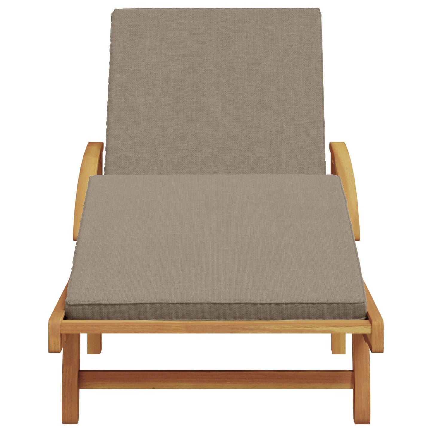 Vouwbare Ligstoel Met Wielen & Kussen Massief Acacia Taupe Natuurlijk 1 Ligstoel zonder tafel