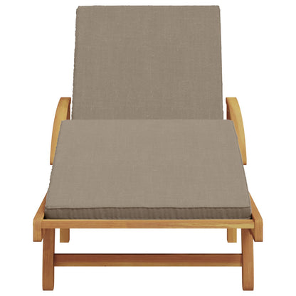 Vouwbare Ligstoel Met Wielen & Kussen Massief Acacia Taupe Natuurlijk 1 Ligstoel zonder tafel