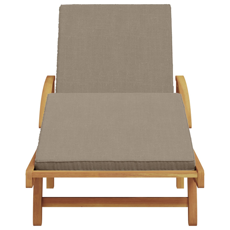 Vouwbare Ligstoel Met Wielen & Kussen Massief Acacia Taupe Natuurlijk 1 Ligstoel zonder tafel
