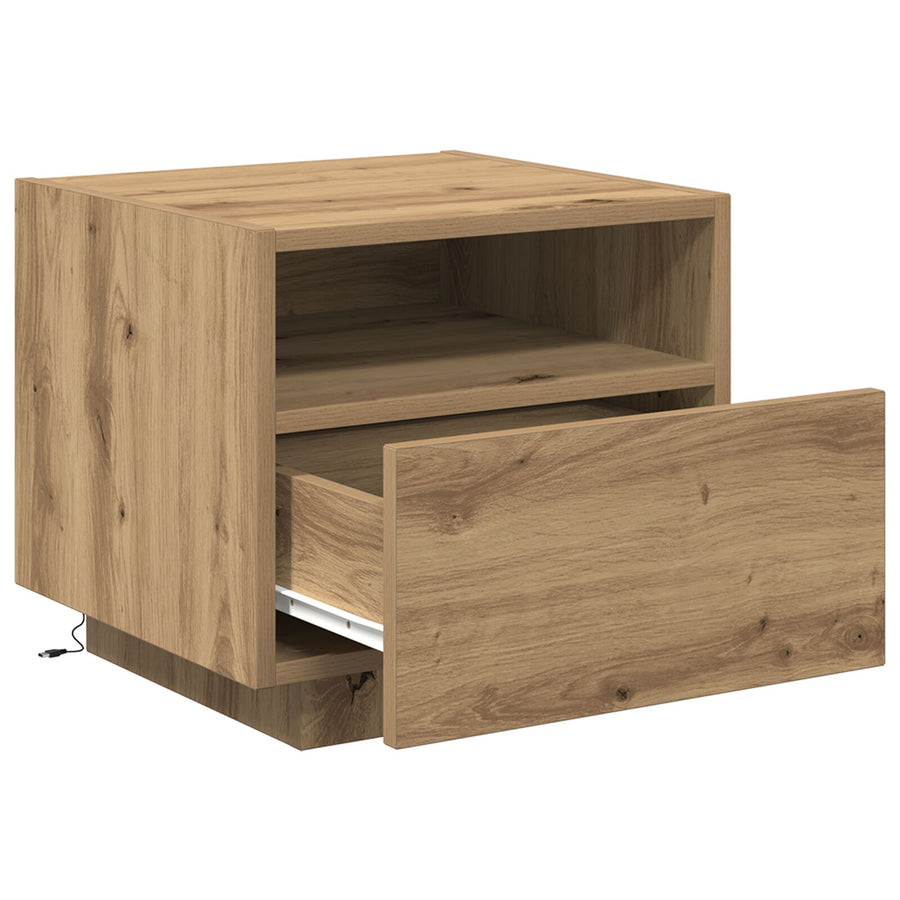 Nachtkastjes Met Led-Verlichting 2 Stuks 40X39X37 Cm Artisan eiken