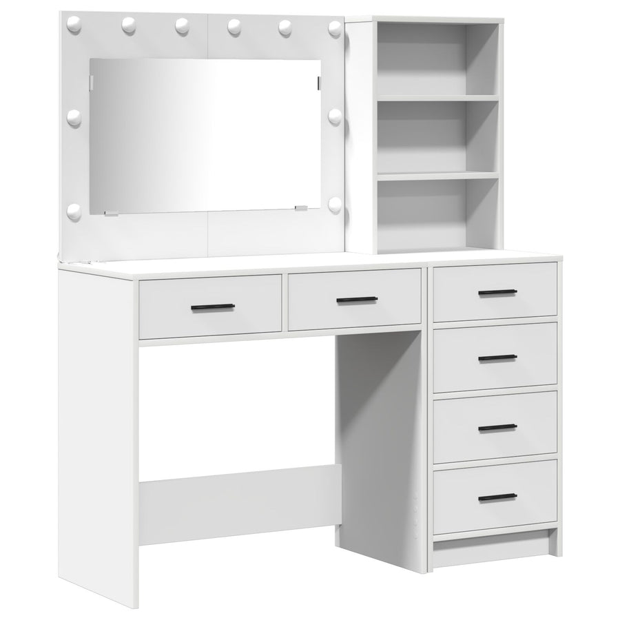 2-Delige Kaptafelset Met Led Witte Engineered Wood