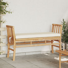 Tuinbank Met Kussen 110 Cm Van Bamboe Crème wit