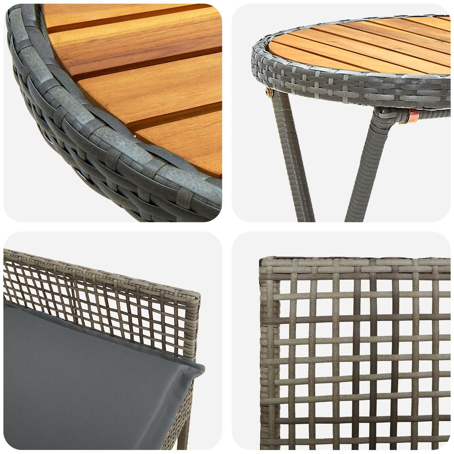 3-Delige Tuin Bistro Set Met Kussens Grijs Poly Rattan