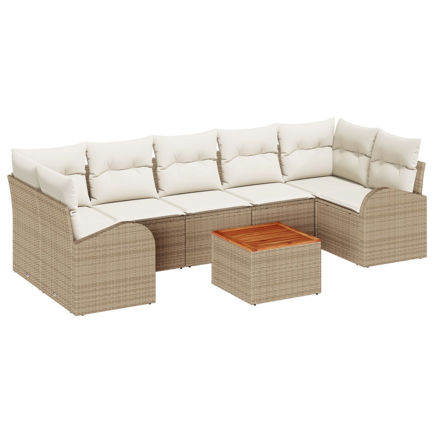 8-Delige Tuinsalonset Met Kussens Beige Poly Rattan Acacia