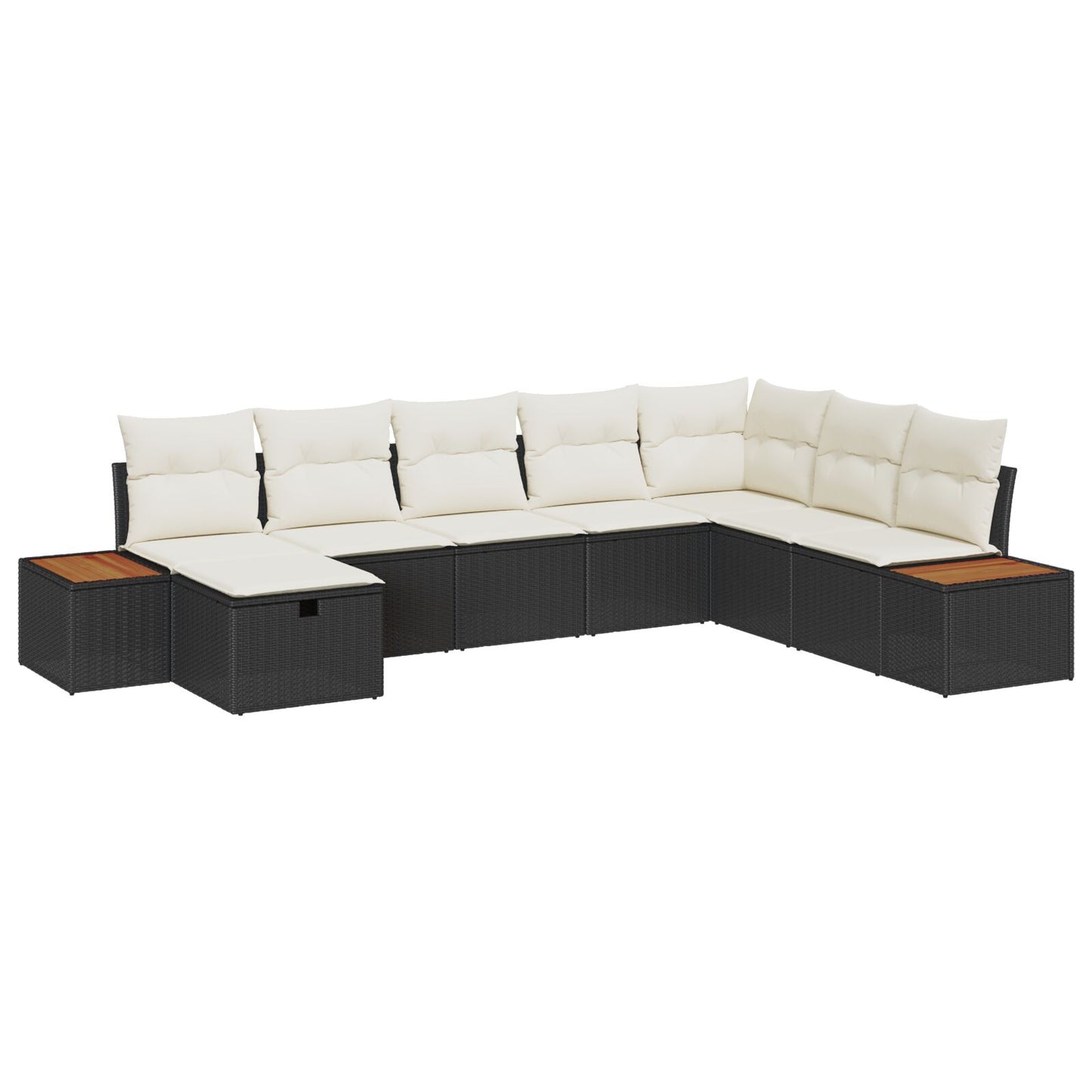8-Delige Tuin Sofa Set Met Kussens Zwart Poly Riet