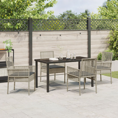 5-Delige Tuin Eettafel Set Met Kussens Lichtgrijs Poly Rattan