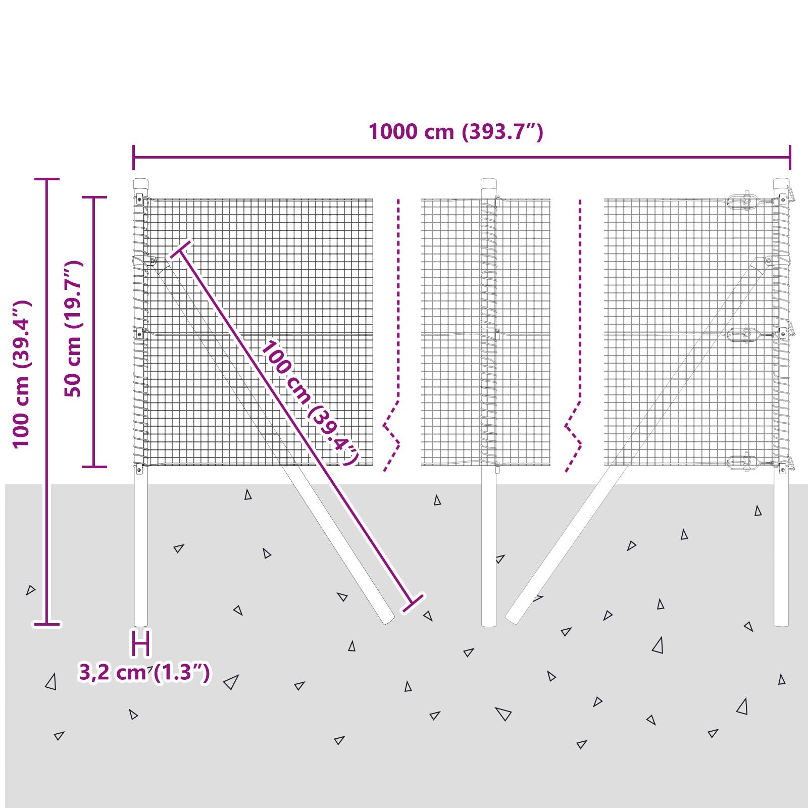 Hekpost Set Set Van 2 Groen Gepoedercoat Staal 10 X 0.5 M Gegalvaniseerd Staal