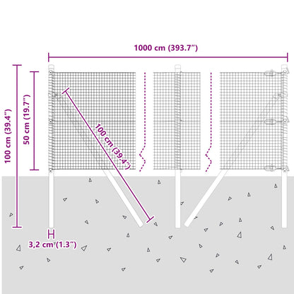 Hekpost Set Set Van 2 Groen Gepoedercoat Staal 10 X 0.5 M Gegalvaniseerd Staal