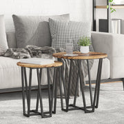 Bijzettafelset 2 stuks oud hout zwart