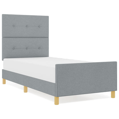 Bedframe Lichtgrijs 90X190 Cm Stof Crème
