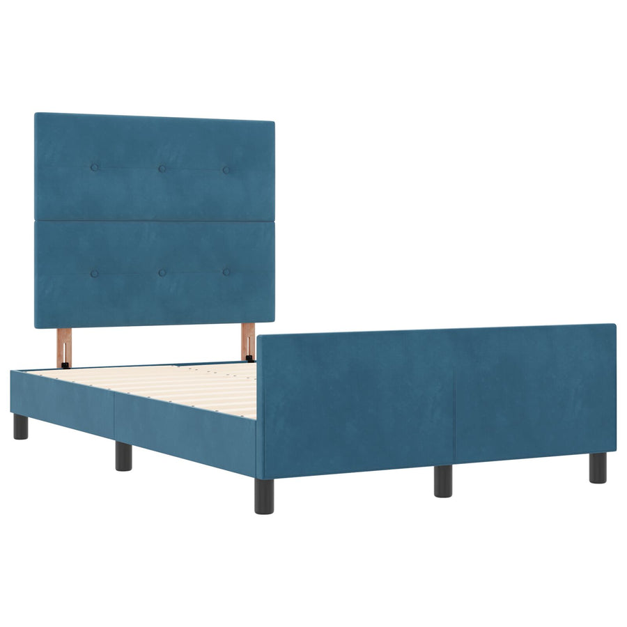 Bedframe Donkerblauw 120X190 Cm Fluweel Crème