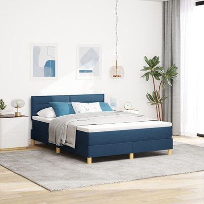 Boxspringbed Met Matras Stof Blauw 140 x 200 cm Lijnen ontwerp