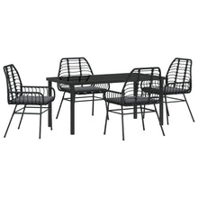 5-Delige Tuin Eetset Met Kussens Zwart Poly Rattan