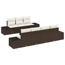 8-Delige Tuin Sofaset Met Kussens Bruin Poly Rattan