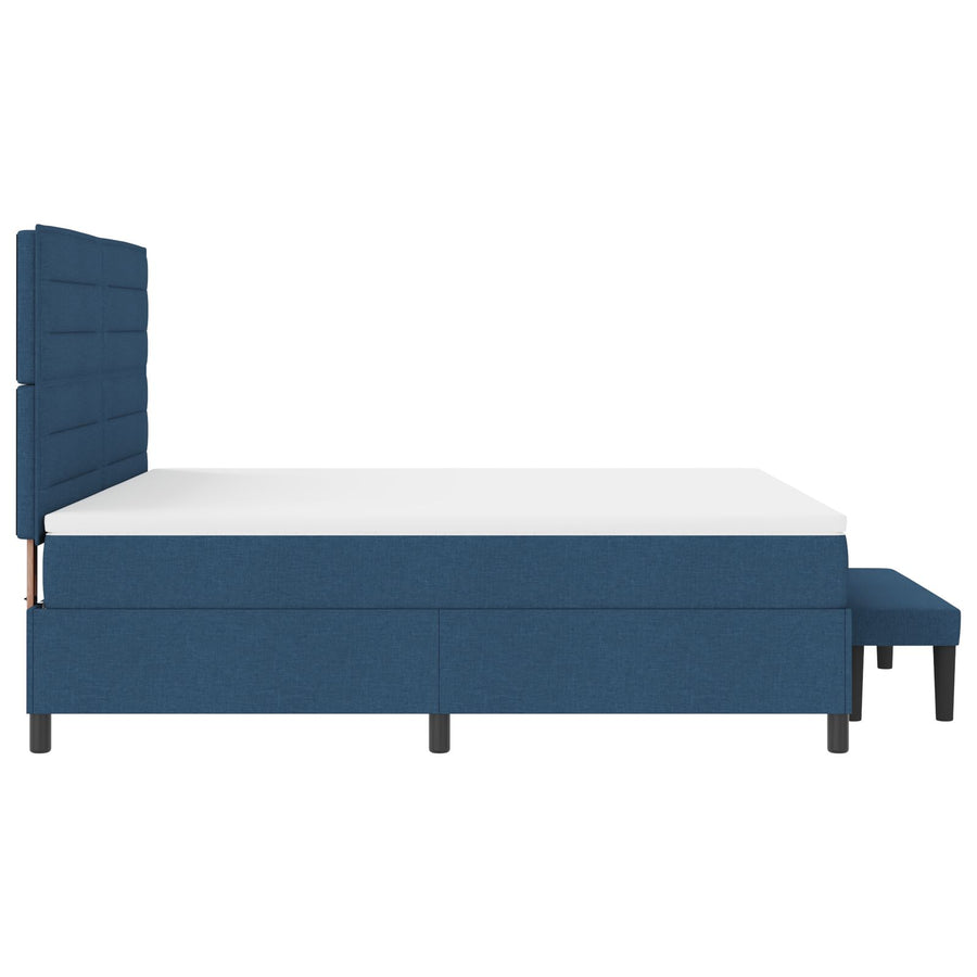 Boxspring Bed Met Matras & Bank Blauw 180X200 Cm Stof Crème