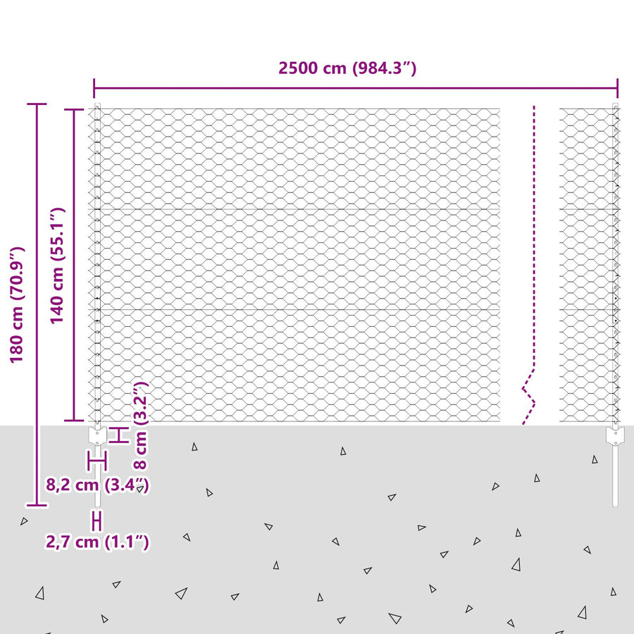 Fence Posts 22 St U-Channel Grijs 140 Cm Staal,  Heptagonale Afsluiting Grijs 1.4X25 M Staal