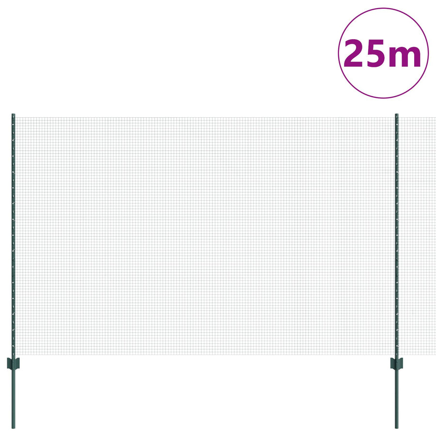 Gelaste Draadhek Met 11 U-Posts Groen 1.5X25 M Staal