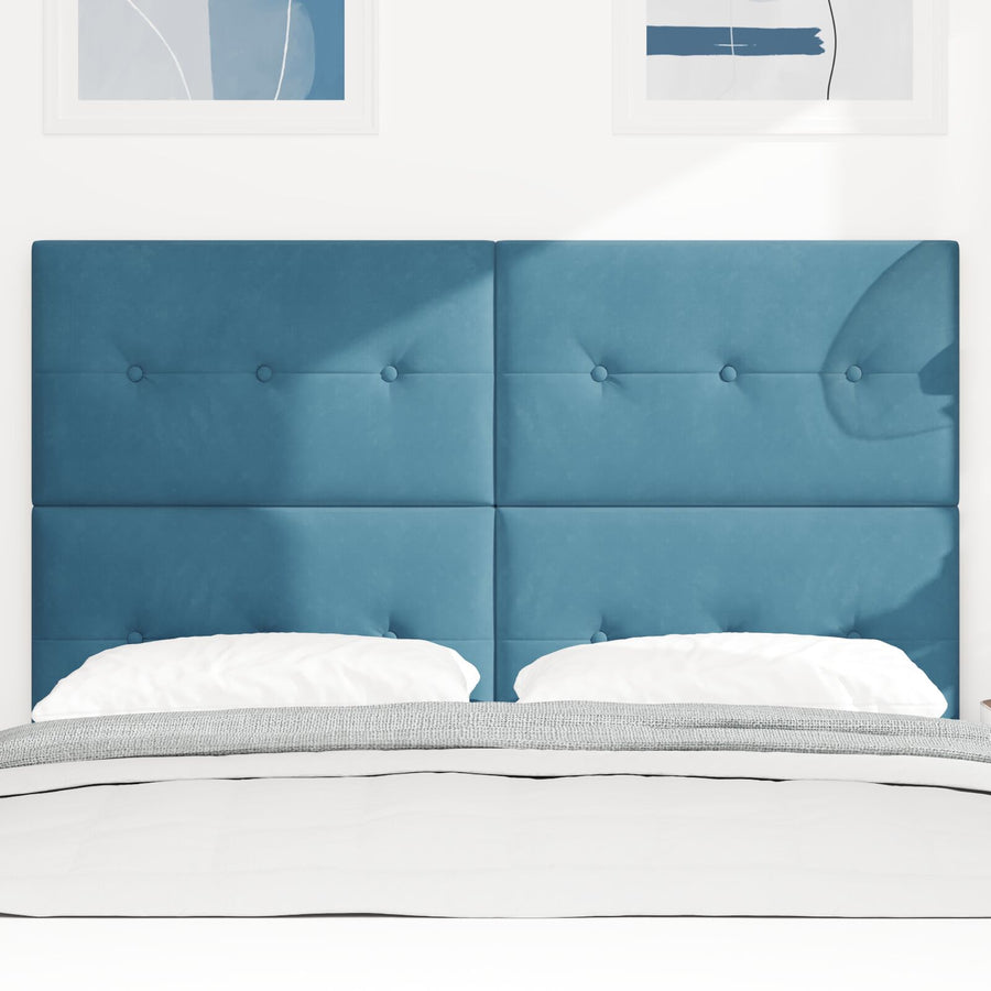 Hoofdbord Knopge Tufted 140 Cm Velvet Donkerblauw 144 cm Hoog hoofdbord