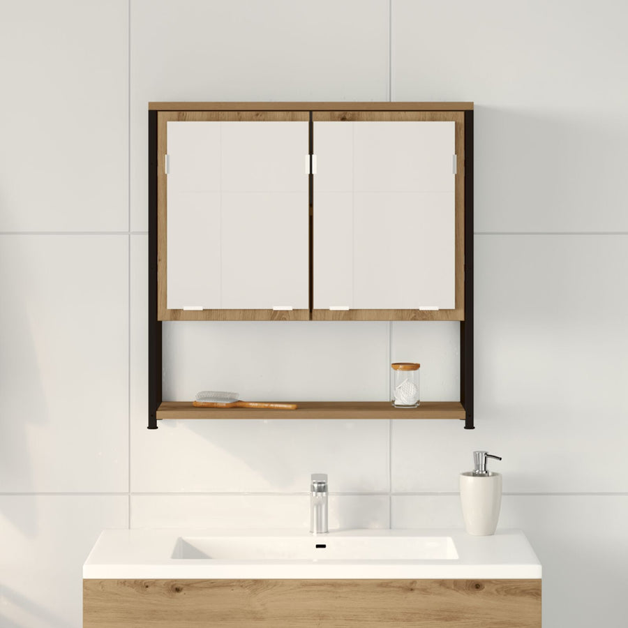 Badkamer Spiegelkast 60X16X60 Cm Bewerkt Hout Ambachtelijk eiken