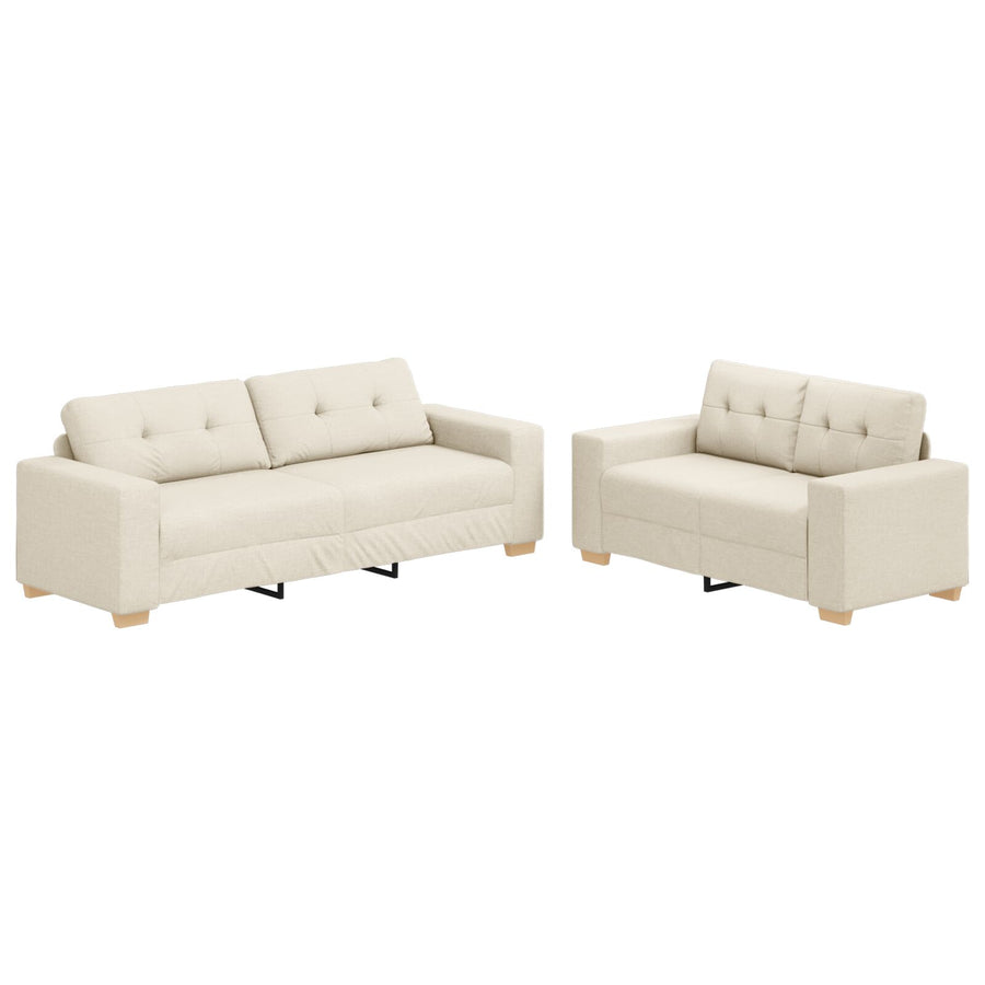 2-delige Bankenset met kussens linnen