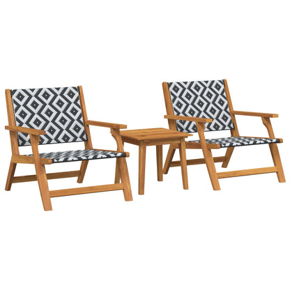 Tuinstoelen Met Tafel 3-Delige Set Zwart En Wit Massief Acaciahout Zwart-wit 2x stoel + tafel