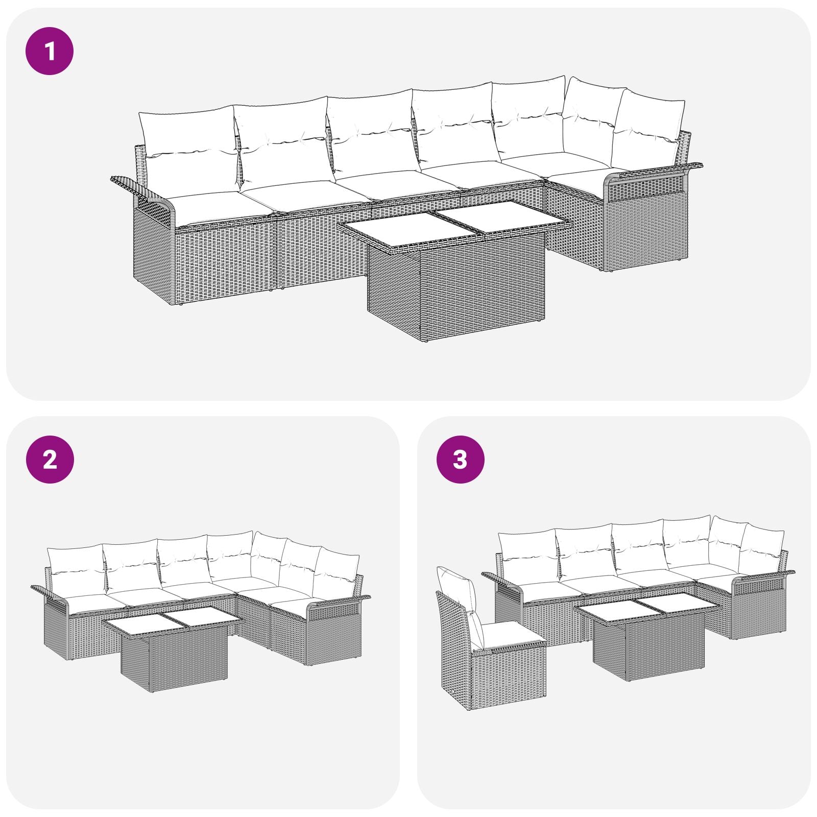 7-Delige Tuin Sofa Set Met Kussens Beige Poly Rattan