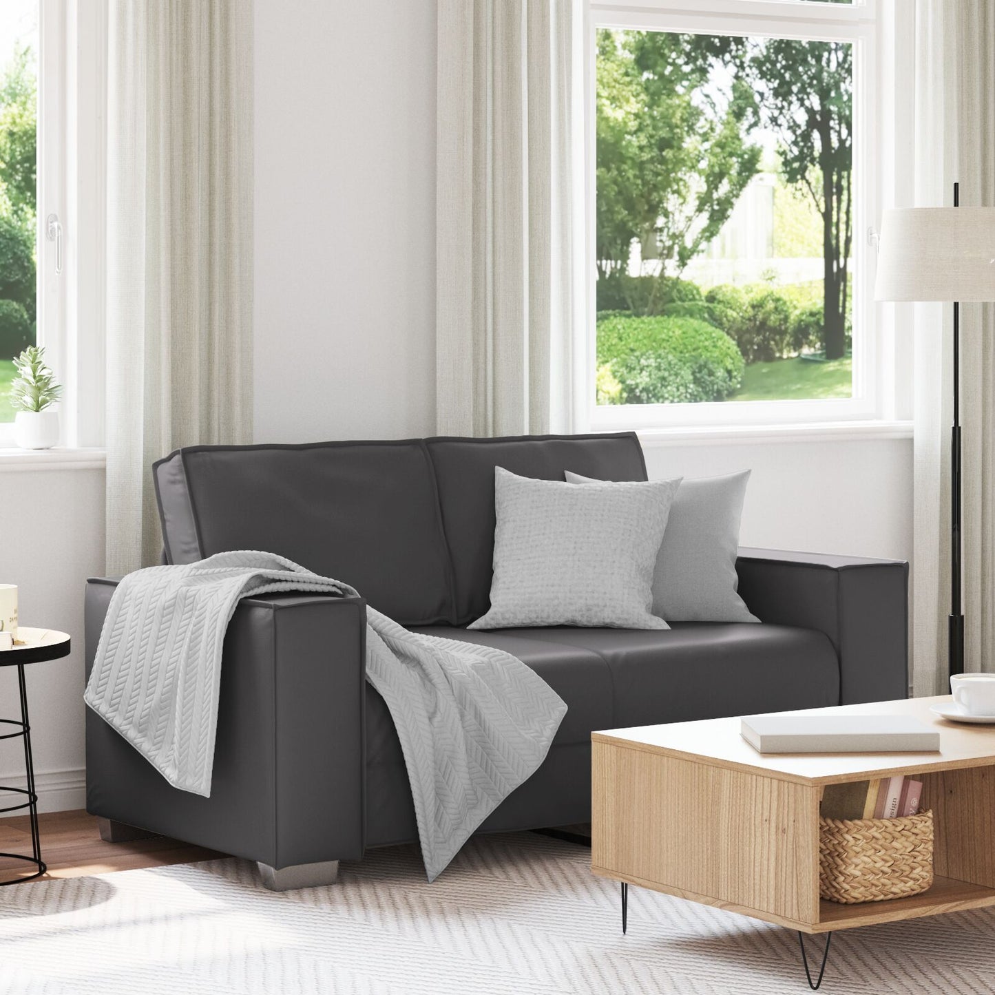 Loveseat Kunstleer Grijs 120 cm