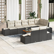 Tuinbankenset poly rattan 9-delig zwart