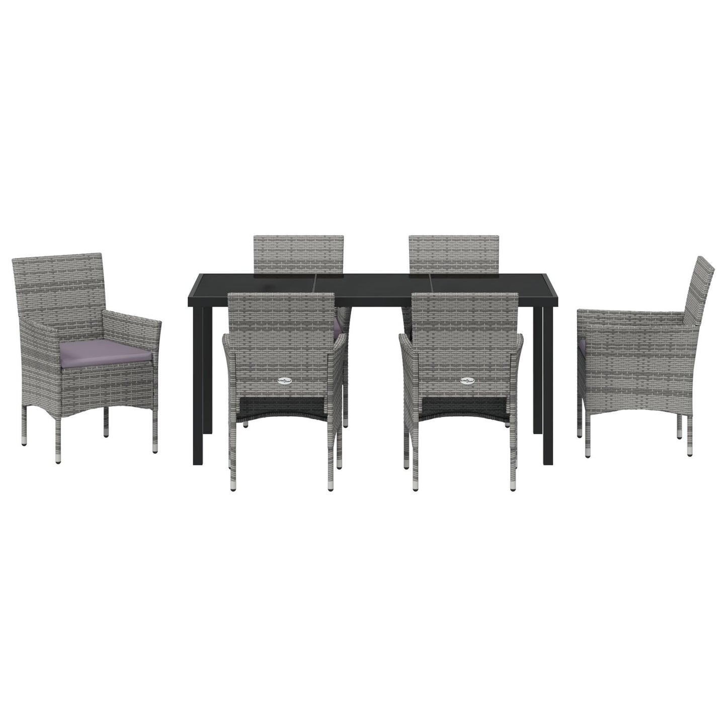 7-Delige Tuin Eetset Grijs Poly Rattan