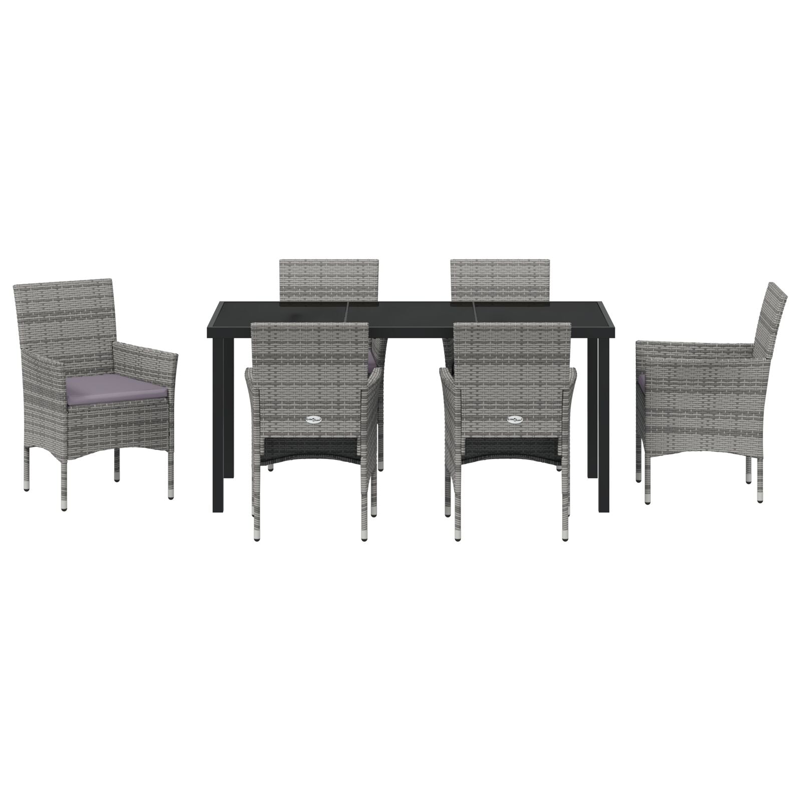 7-Delige Tuin Eetset Grijs Poly Rattan