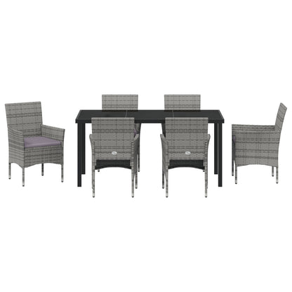 7-Delige Tuin Eetset Grijs Poly Rattan