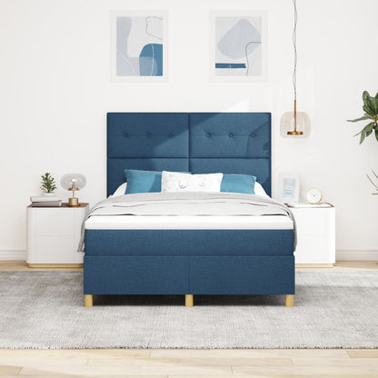 Boxspring Bed Met Matras Blauw 140X200 Cm Stof Blauw