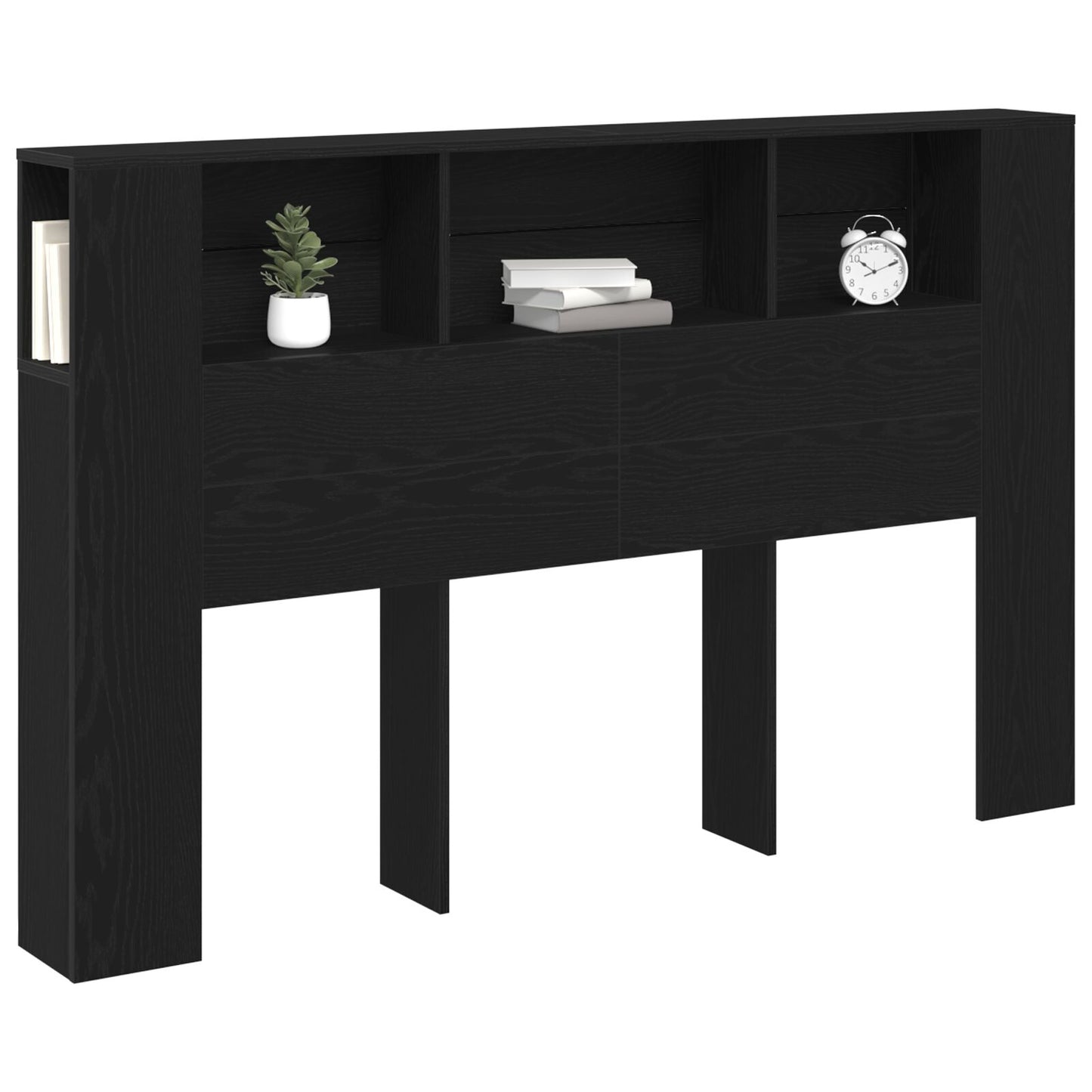 Zwart Eiken Hoofdeinde Kast - 160X19X104.5 Cm Gemaakt Van Bewerkt Hout