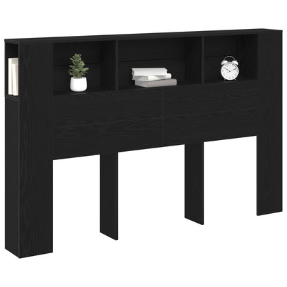Zwart Eiken Hoofdeinde Kast - 160X19X104.5 Cm Gemaakt Van Bewerkt Hout