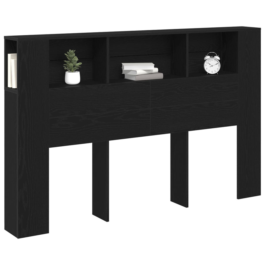 Zwart Eiken Hoofdeinde Kast - 160X19X104.5 Cm Gemaakt Van Bewerkt Hout