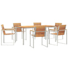Tuinset teakhout 7-delig 180x90 cm bruin