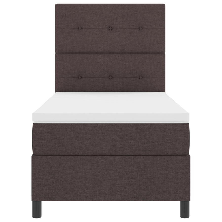 Boxspringbed Met Matras Eenpersoons Stof Donkerbruin 90 x 190 cm Knop tufted