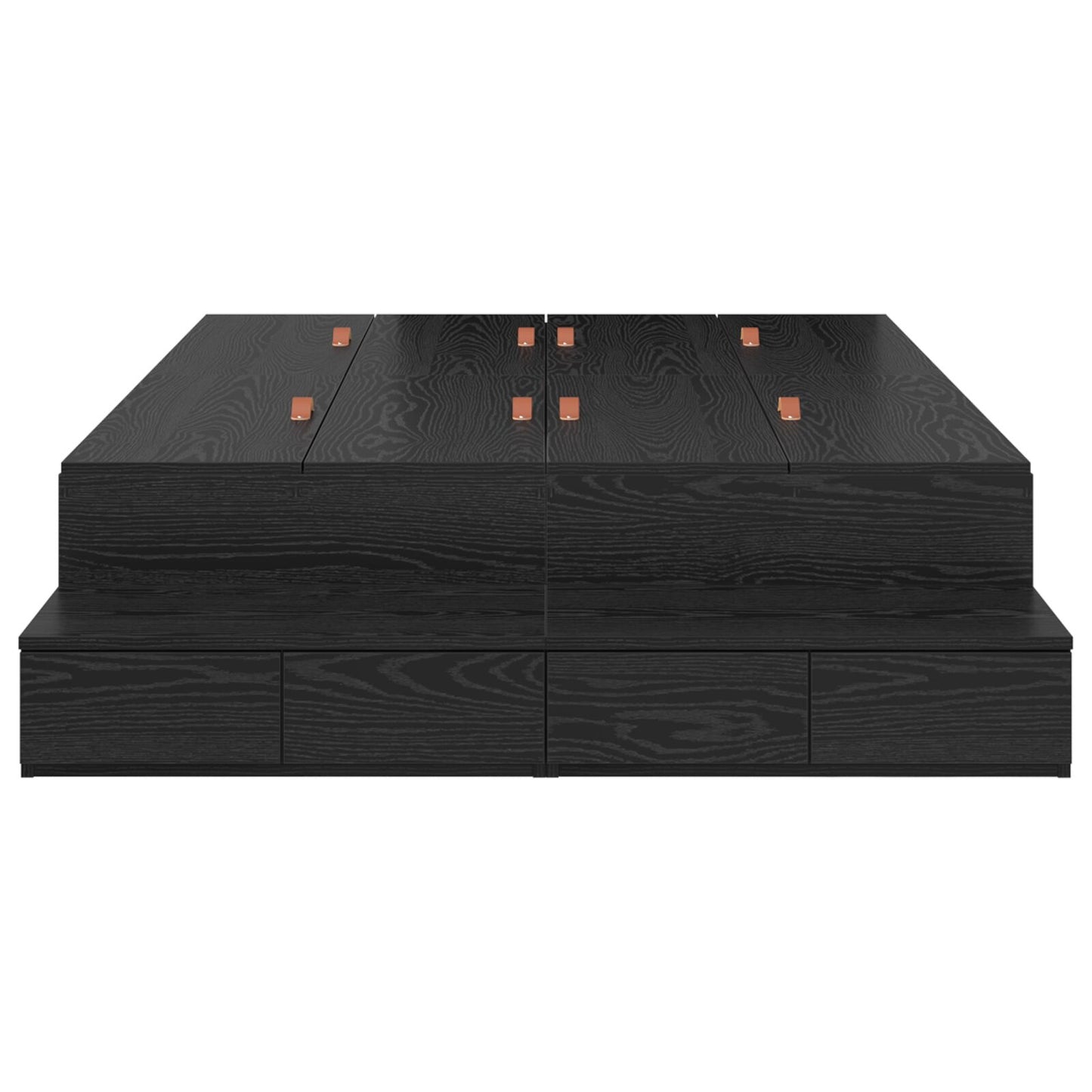 Opbergbedframe Zwart Eiken Bewerkt Hout 120 X 190 Cm Artisanaal Eiken