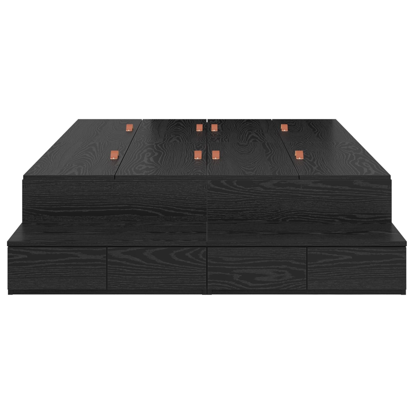 Opbergbedframe Zwart Eiken Bewerkt Hout 120 X 190 Cm Artisanaal Eiken
