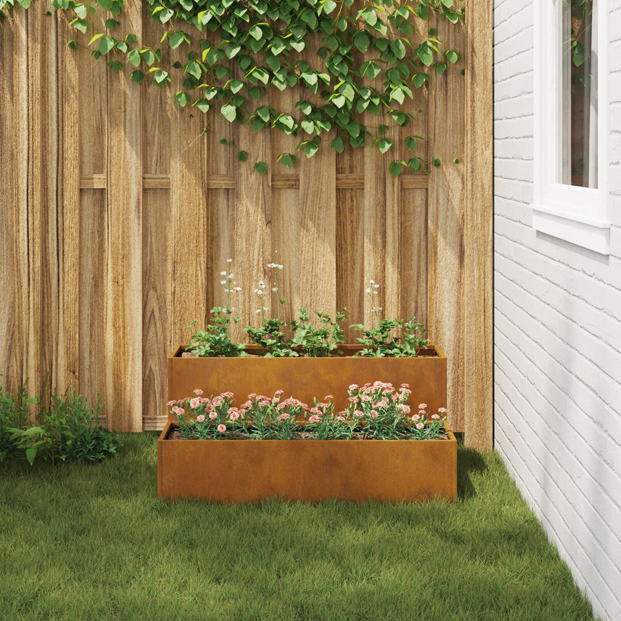 Tuinschaal 2-Tier 100 x 60 x 45 cm Verweerd staal