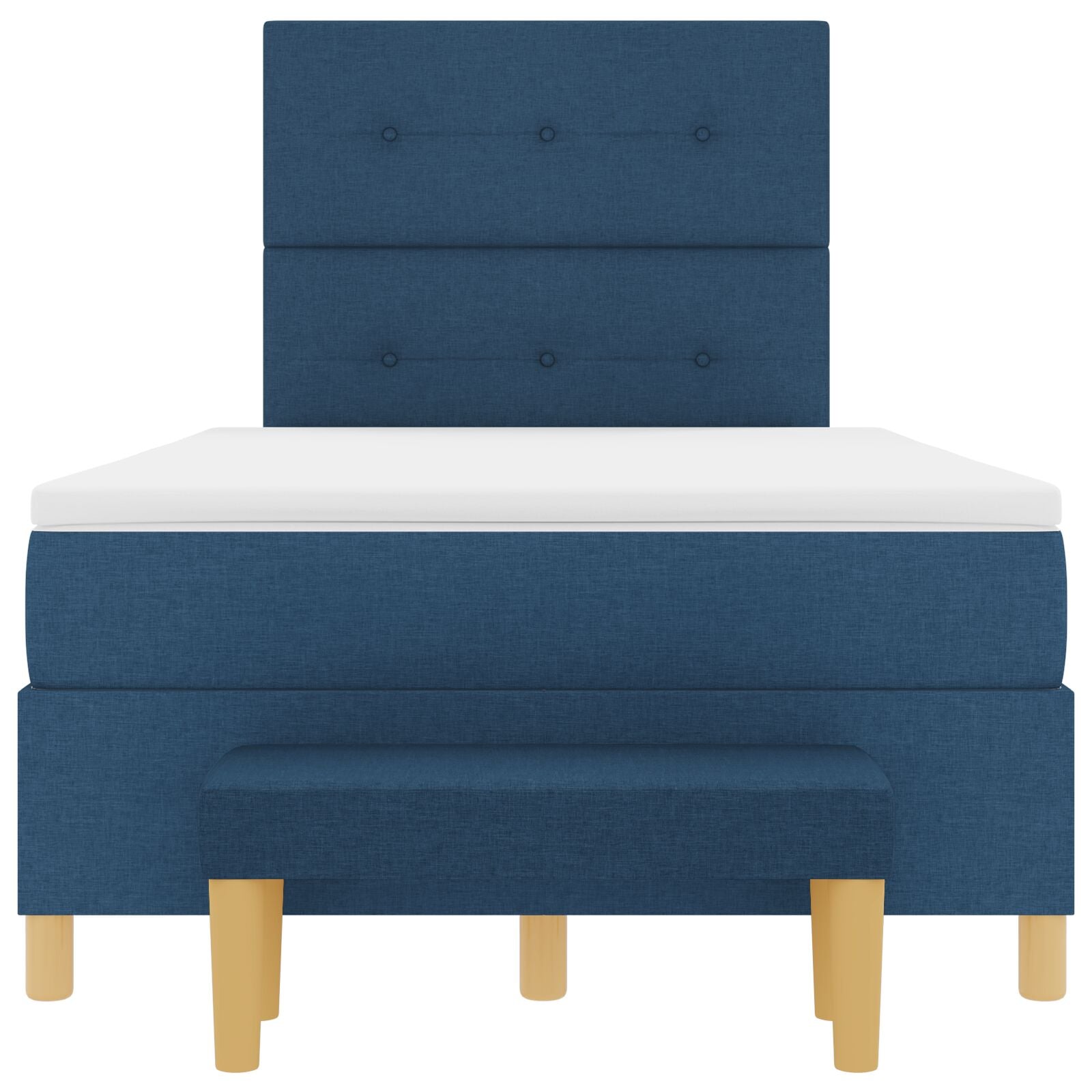 Boxspring Bed Met Matras & Bank Blauw 120X200 Cm Stof Crème