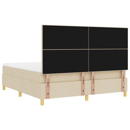Boxspring Bed Met Matras Crème Super King Stof Blauw